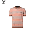Louis Vuitton Pink Striped Damier Knit Short Sleeve Polo Shirt