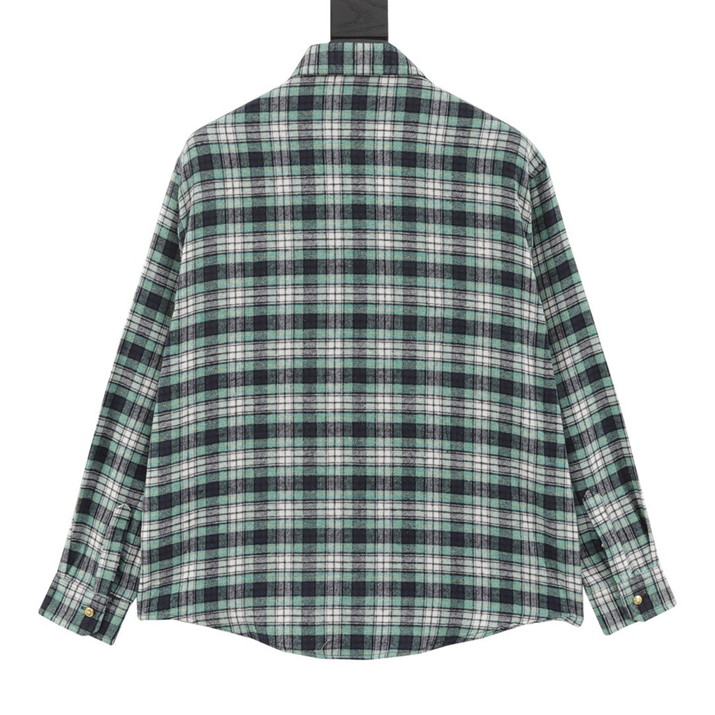 Celine Green Check Flannel Snap-Button Shirt
