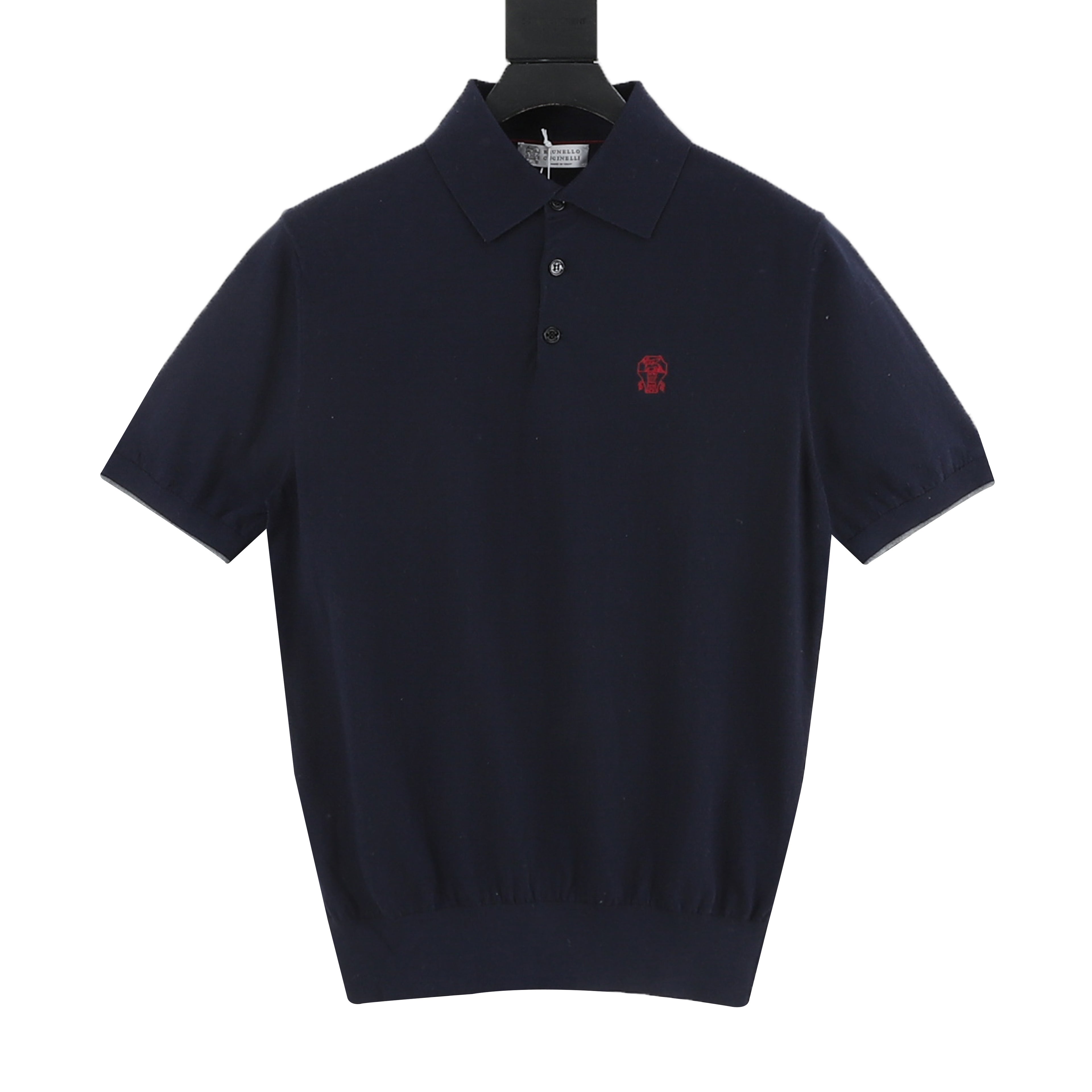 Brunello Cucinelli Solid Color Embroidered Logo Polo Shirt