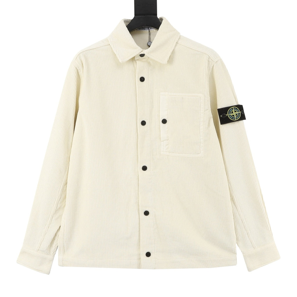Stone Island Women's & Men's Cream Compass Patch Corduroy Shirt Jacket