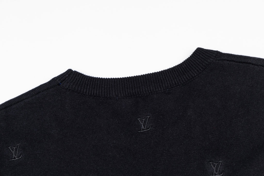 Louis Vuitton All-Over Embossed LV Knit Short-Sleeve T-Shirt in Black