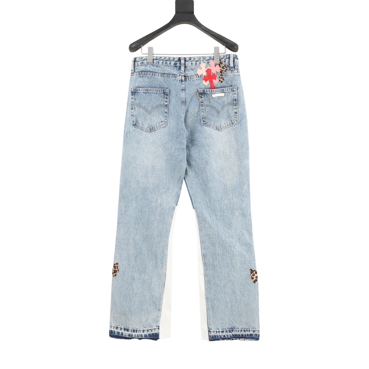 Chrome Hearts × Gallery Dept. Cross Patchwork Flare Jeans — Light Wash
