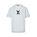 Louis Vuitton Border Monogram LV Logo Short-Sleeve T-Shirt in White