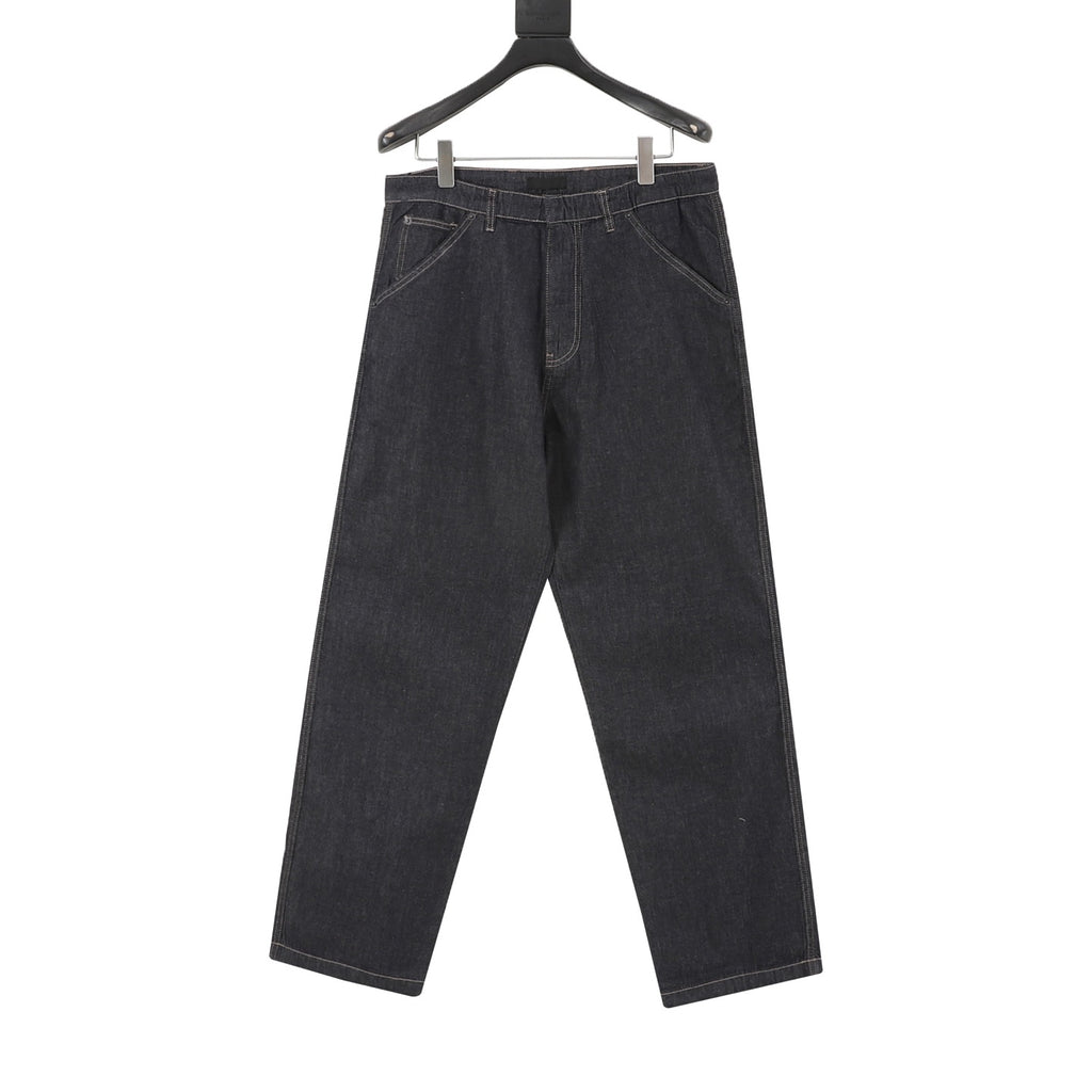 Prada Women's Men's Dark Blue Raw Denim Straight-Leg Jeans