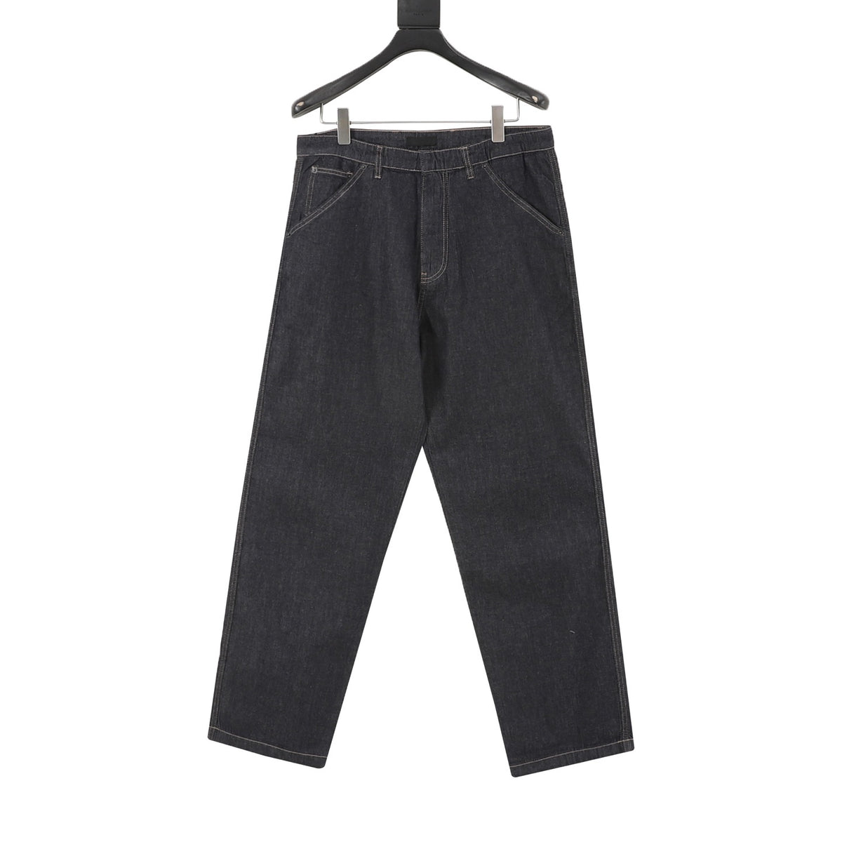 Prada Women's Men's Dark Blue Raw Denim Straight-Leg Jeans