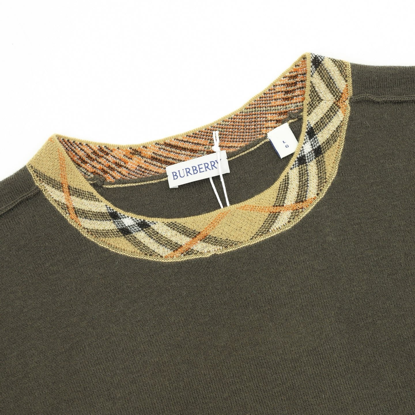 Burberry Check-Collar Knitted Wool Sweater