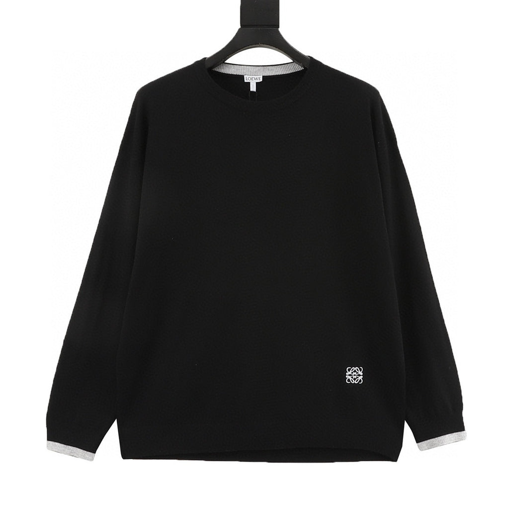 Loewe Anagram Embroidered Contrast Trim Crew Neck Sweater