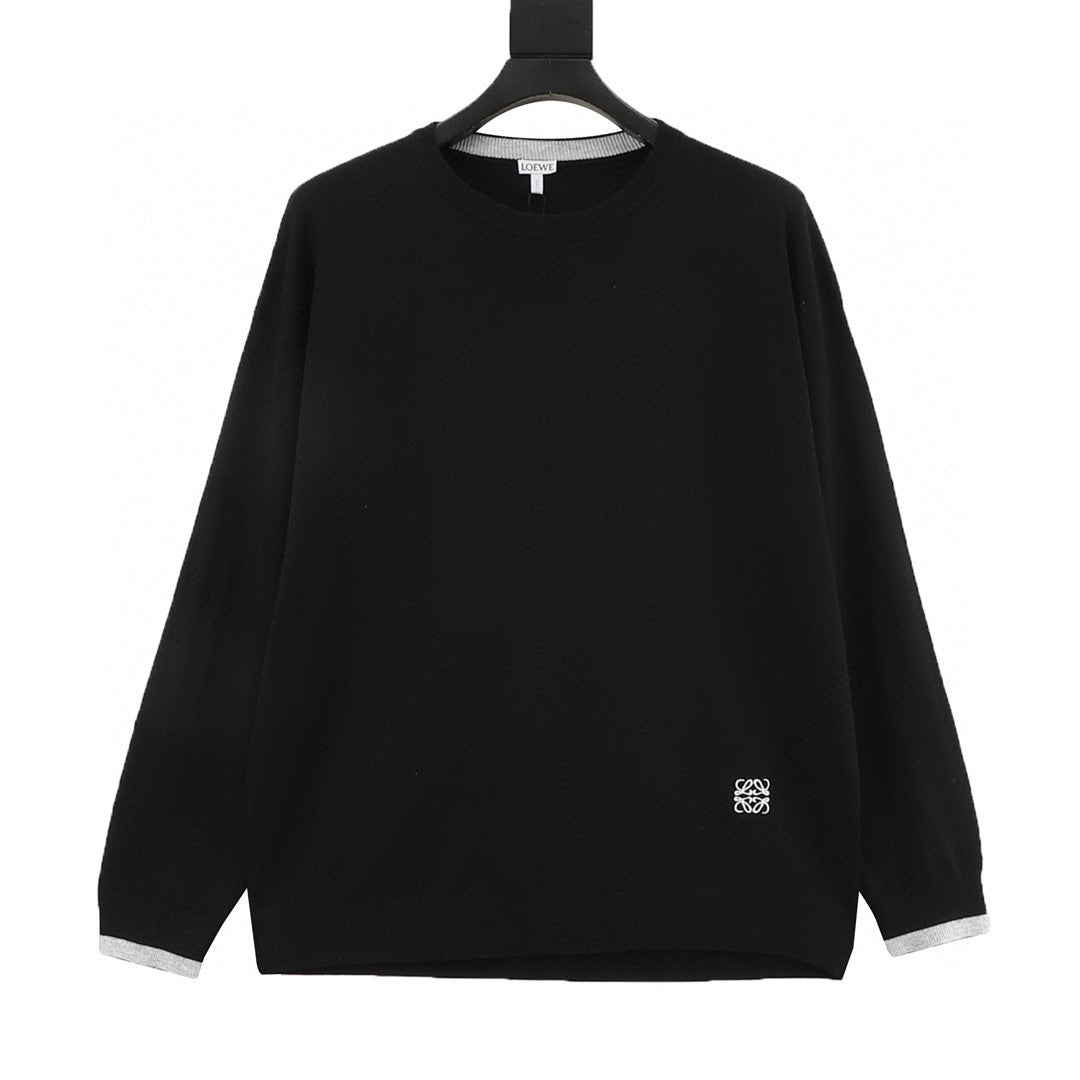 Loewe Anagram Embroidered Contrast Trim Crew Neck Sweater