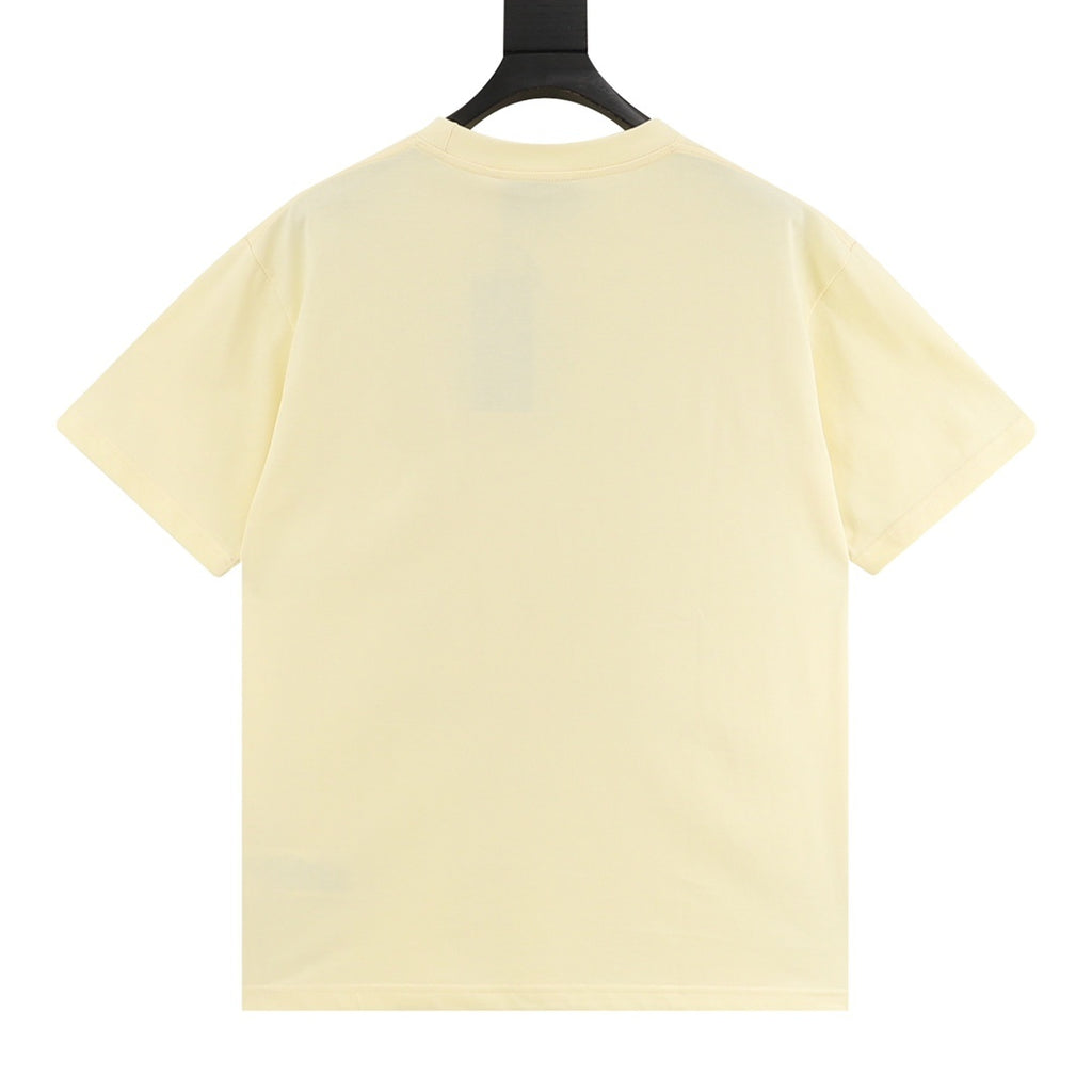 Gucci Men's Light Yellow Cartoon Cats Print Short-Sleeve T-Shirt