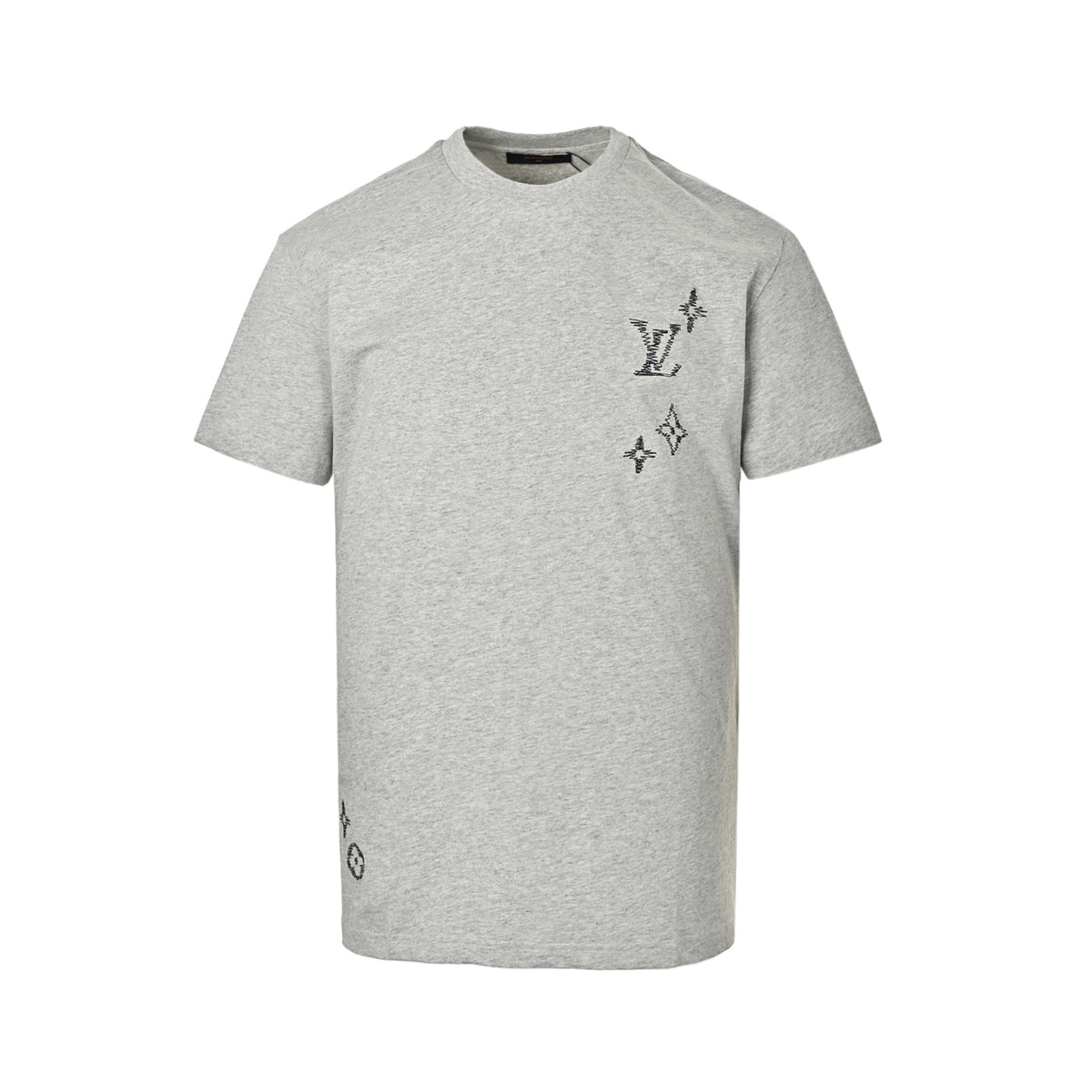 Louis Vuitton Monogram Embroidered Short-Sleeve T-Shirt in Grey