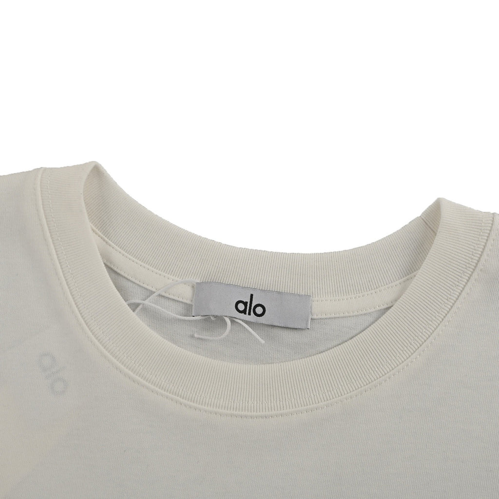 Alo Men's Off-White Logo Print Short-Sleeve T-Shirt