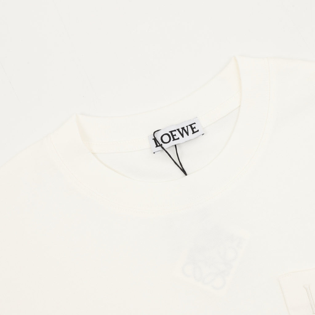 LOEWE Women's & Men's White Anagram Pocket Long-Sleeve T-Shirt