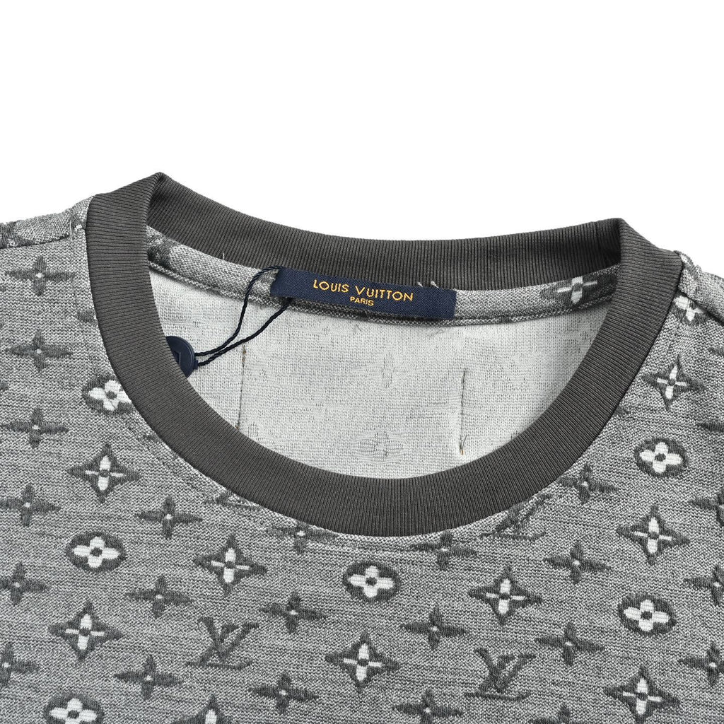 Louis Vuitton All-Over Monogram Print Short-Sleeve T-Shirt in Grey