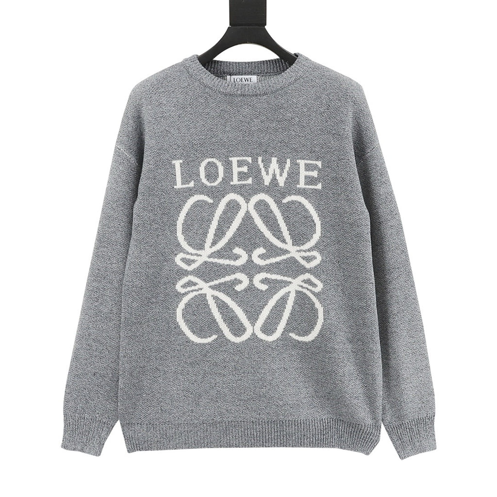 Loewe Women's Men's Grey Anagram Logo Crewneck Knit Sweater