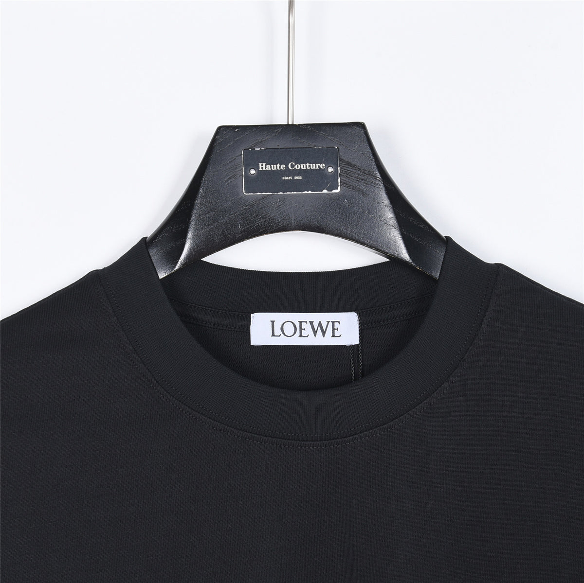 Loewe Rabbit Embroidery and Anagram Short-Sleeve T-Shirt in Black