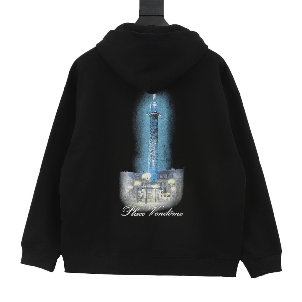 VOGUE Women's Men's Black Logo Print Hoodie