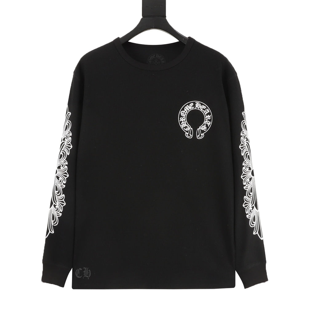 Chrome Hearts Cross Flower Scroll Arm Print Long Sleeve | Black Gothic Luxury Streetwear