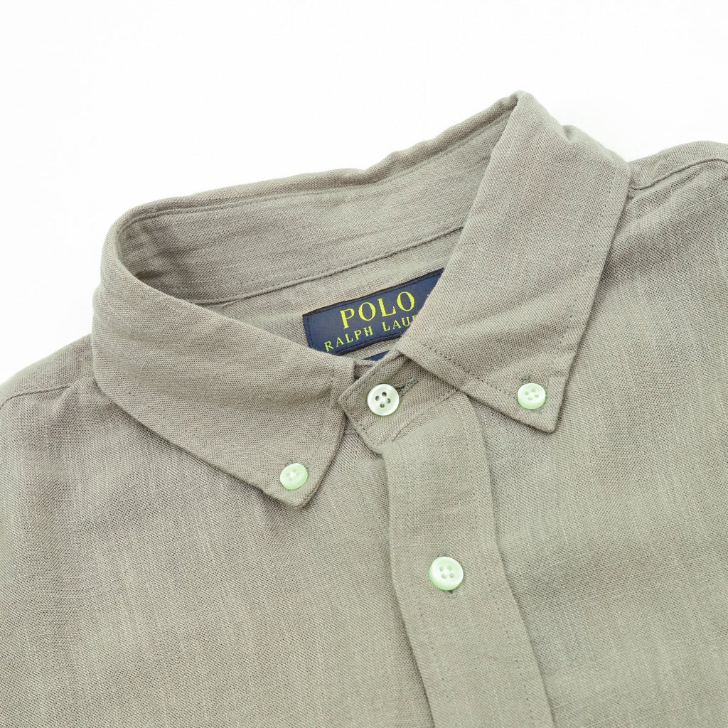 Ralph Lauren Women's Men's Light Khaki Pony Logo Long-Sleeve Linen Shirt