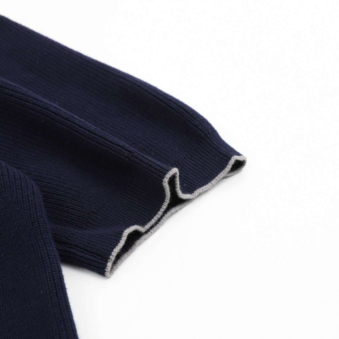 Brunello Cucinelli Knit Short-Sleeve Polo Shirt in Navy
