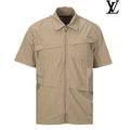 Louis Vuitton Men's Khaki Zip Short Sleeve Shirt