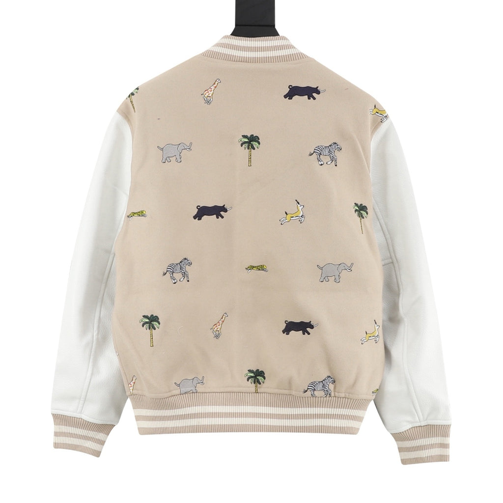 Louis Vuitton Women's / Men's Animal Embroidered Varsity Jacket in Beige