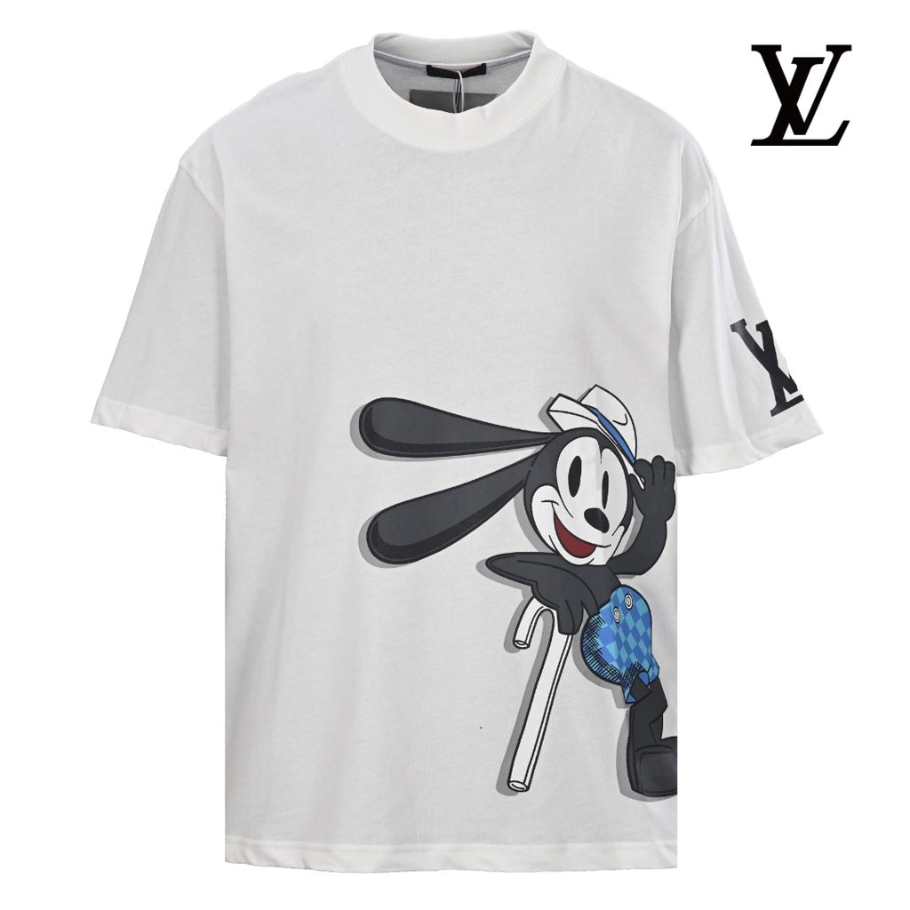Louis Vuitton Men's White Oswald Cartoon Print T-Shirt