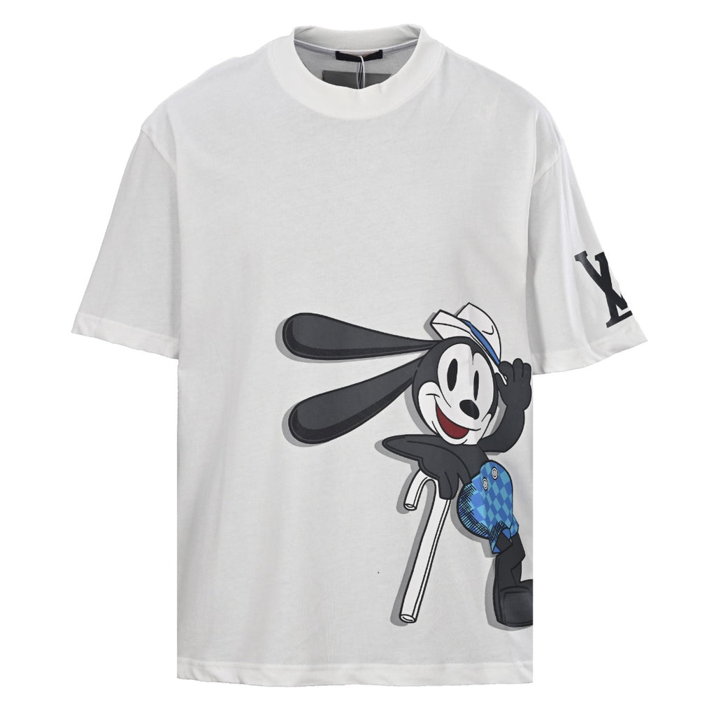 Louis Vuitton Oswald the Lucky Rabbit Print Short-Sleeve T-Shirt in White