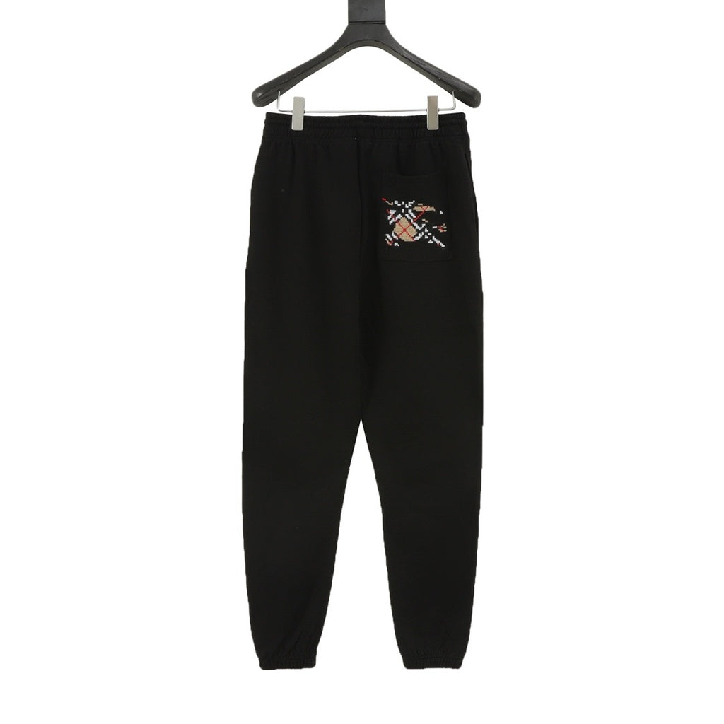 Burberry Women's & Men's Black Small Equestrian Logo Drawstring Jogger Pants