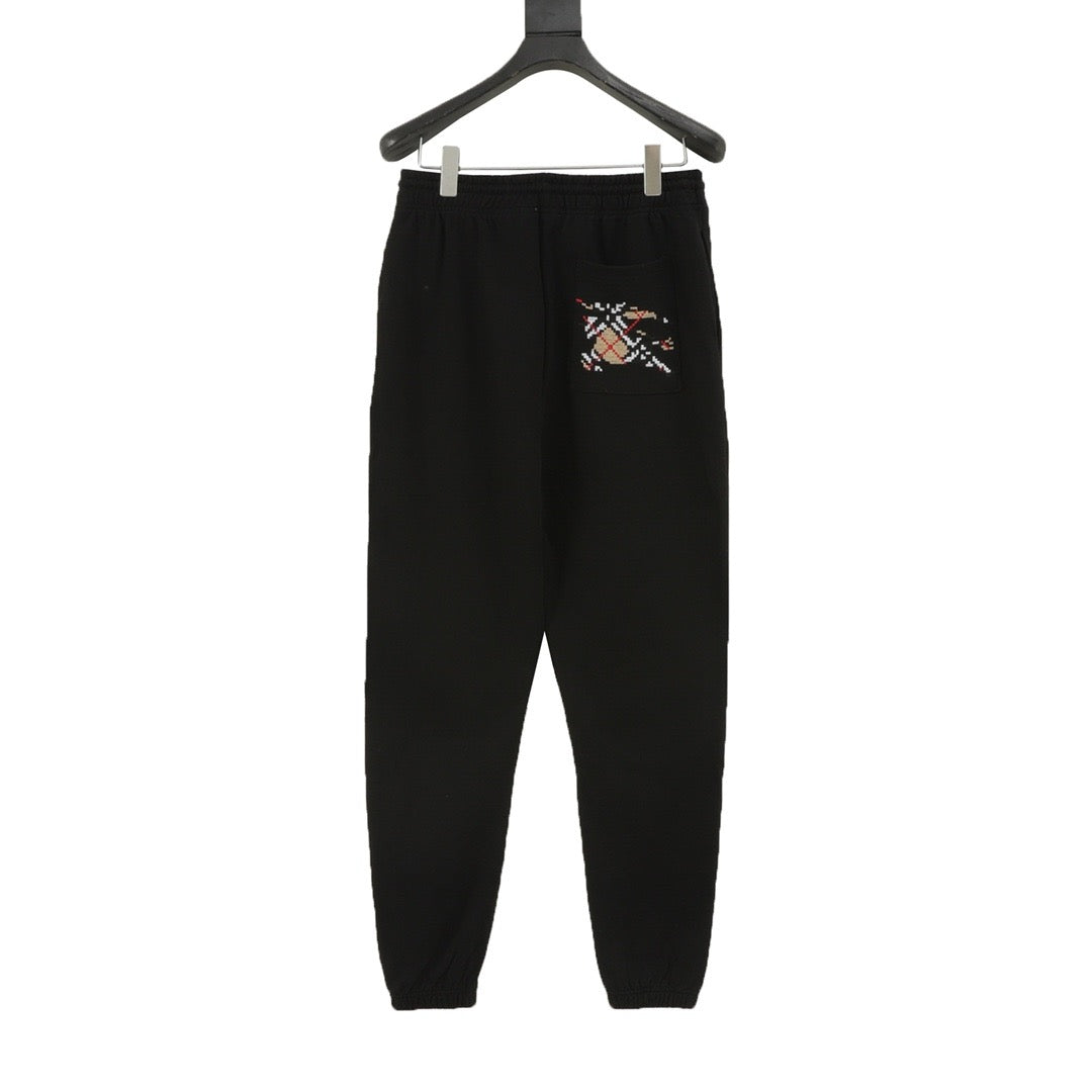 Burberry Women's & Men's Black Small Equestrian Logo Drawstring Jogger Pants
