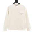 Prada Women's & Men's Off-White Nylon Pocket Triangle Logo Crewneck Sweatshirt