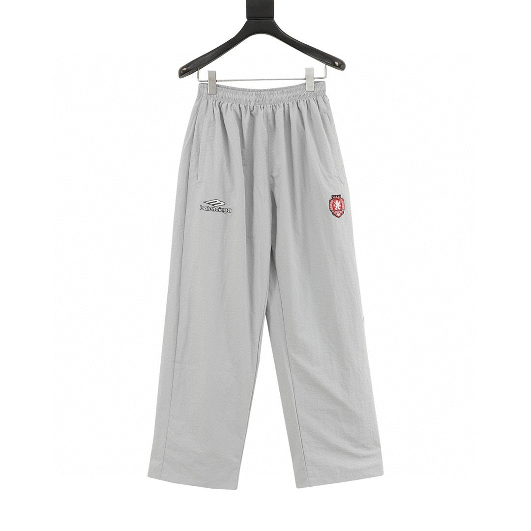 Balenciaga 26SS Sport Logo & Crest Embroidered Wide-Leg Track Pants