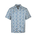 Louis Vuitton Blue Gradient Monogram Print Short-Sleeve Shirt in White