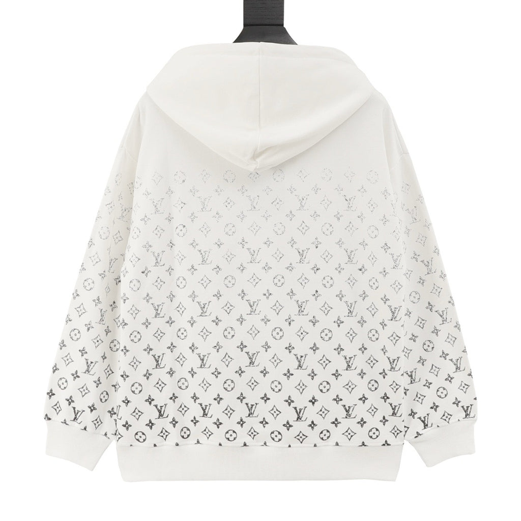 Louis Vuitton Women's Men's White Gradient Monogram Print Hoodie