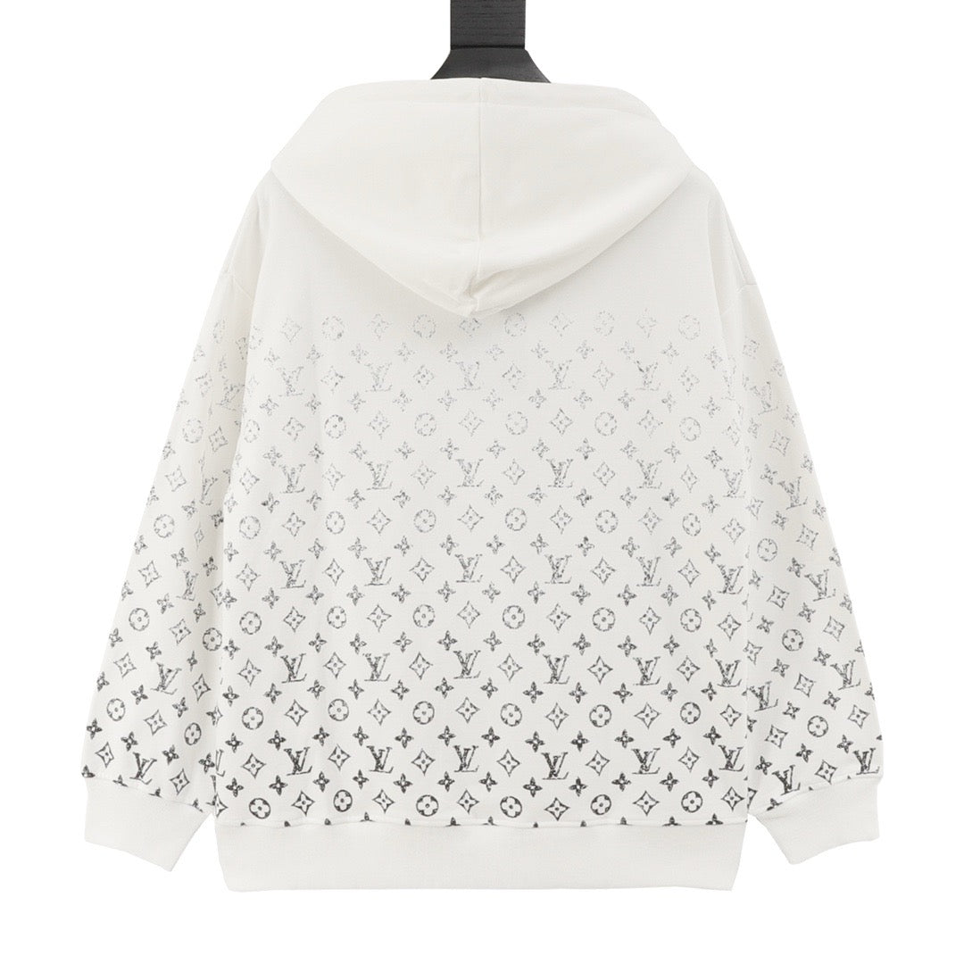 Louis Vuitton Women's Men's White Gradient Monogram Print Hoodie