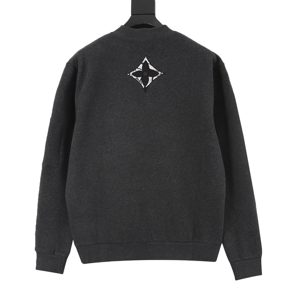 Gucci Women's Men's Dark Grey Tonal Logo Ribbed Crewneck Knit Sweater