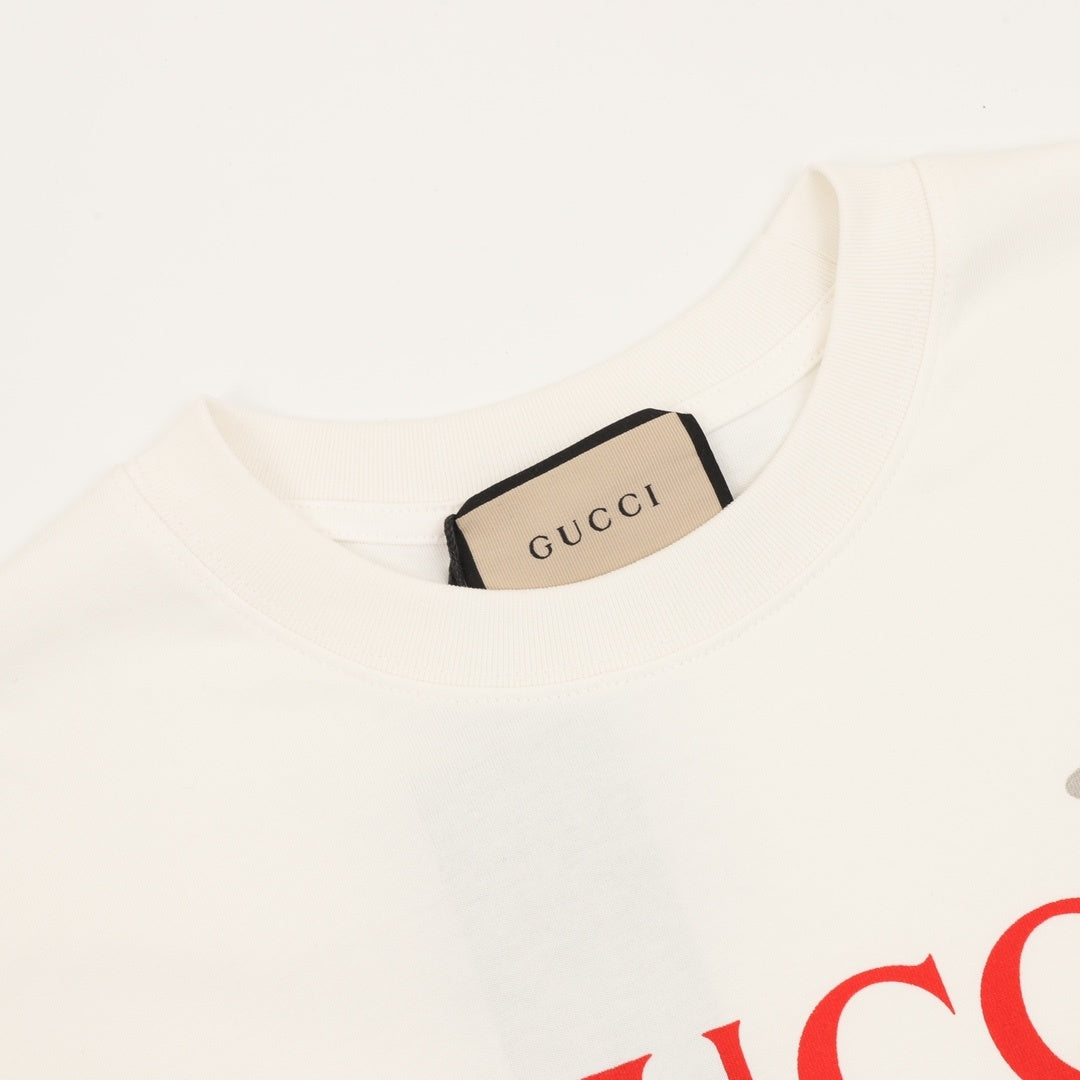 Gucci Men's White Cartoon Car & UFO Print Short-Sleeve T-Shirt