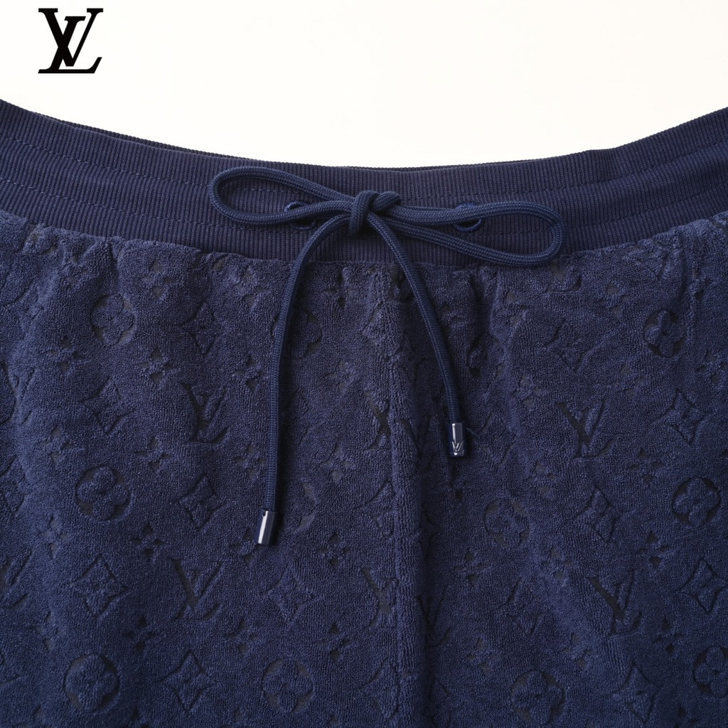 Louis Vuitton Navy Monogram Terry Drawstring Shorts