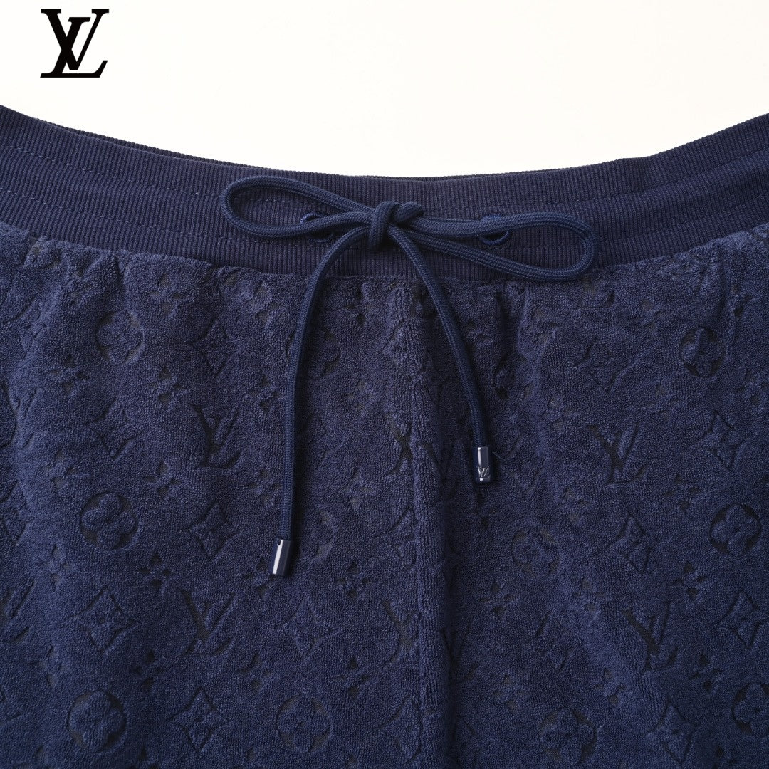 Louis Vuitton Navy Monogram Terry Drawstring Shorts