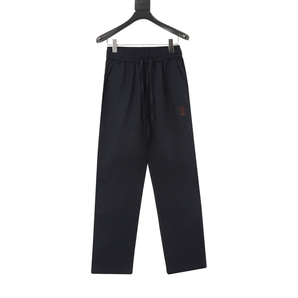 Loewe Women's Men's Black Elasticated-Waist Linen Trousers