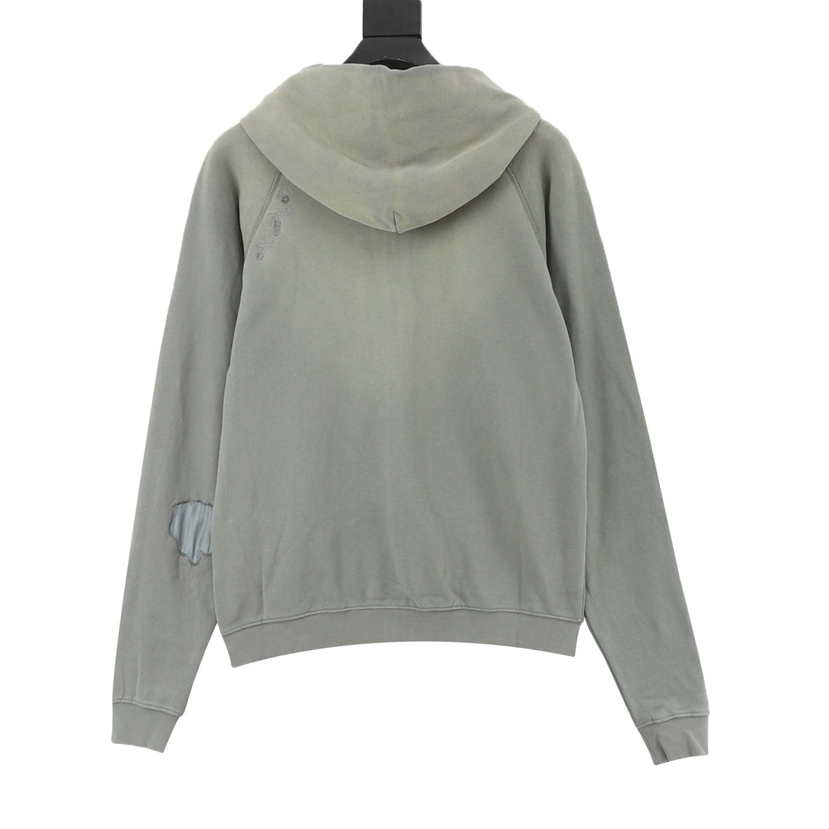 Acne Studios Women's & Men's Distressed Logo Zip-Up Hoodie in Sage Green