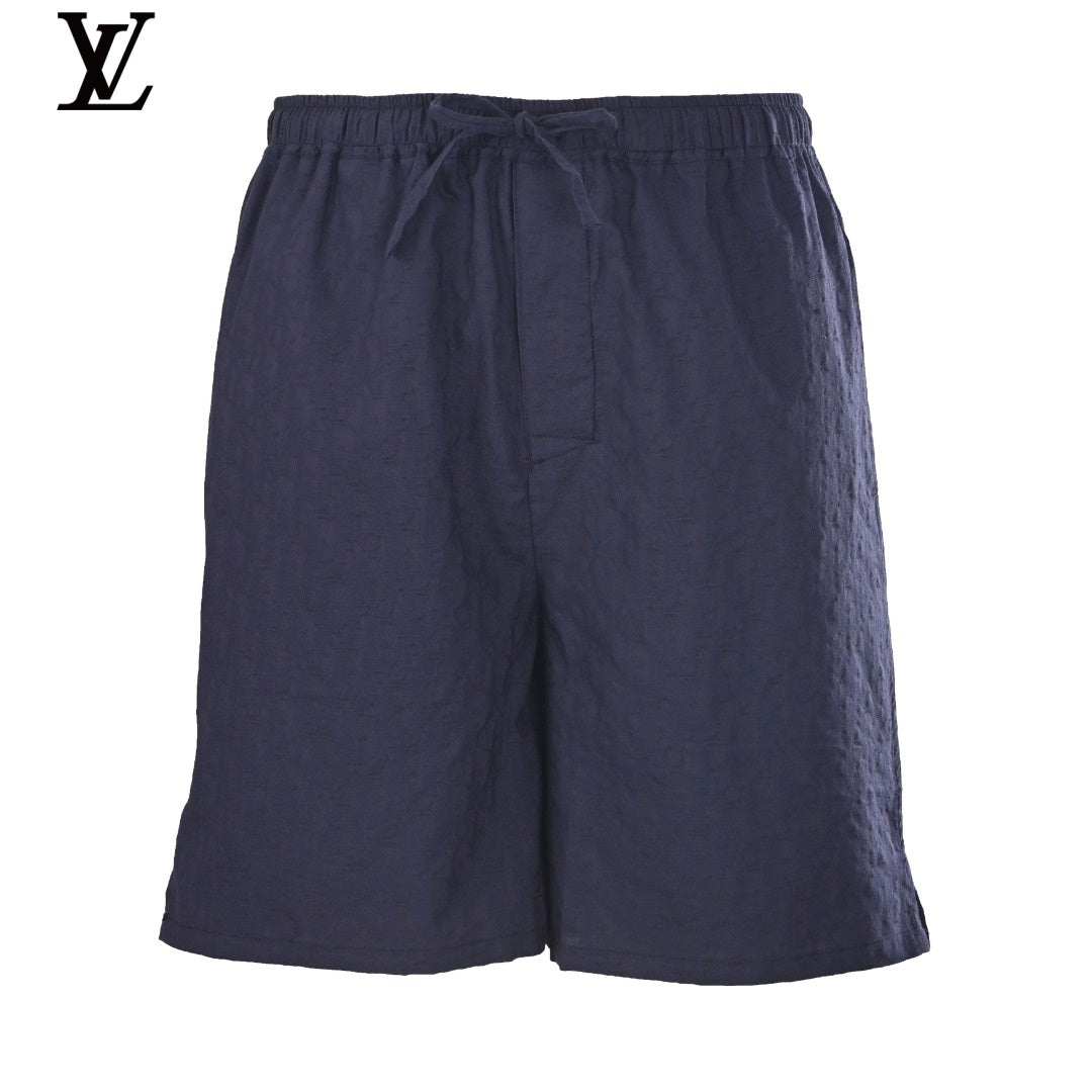 Louis Vuitton Navy Crinkled Drawstring Shorts
