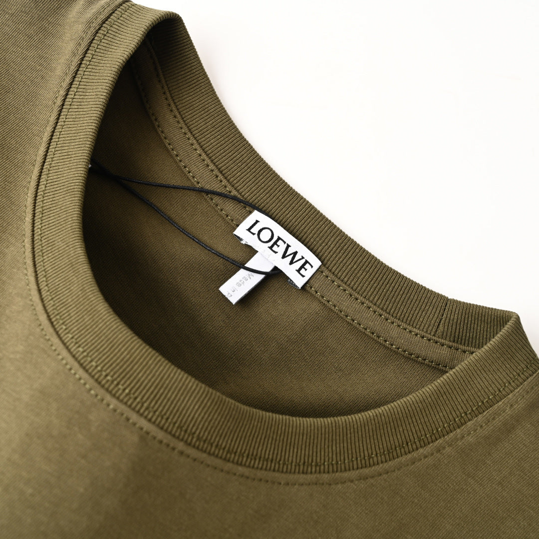 LOEWE Olive Green Anagram Embroidered T-Shirt