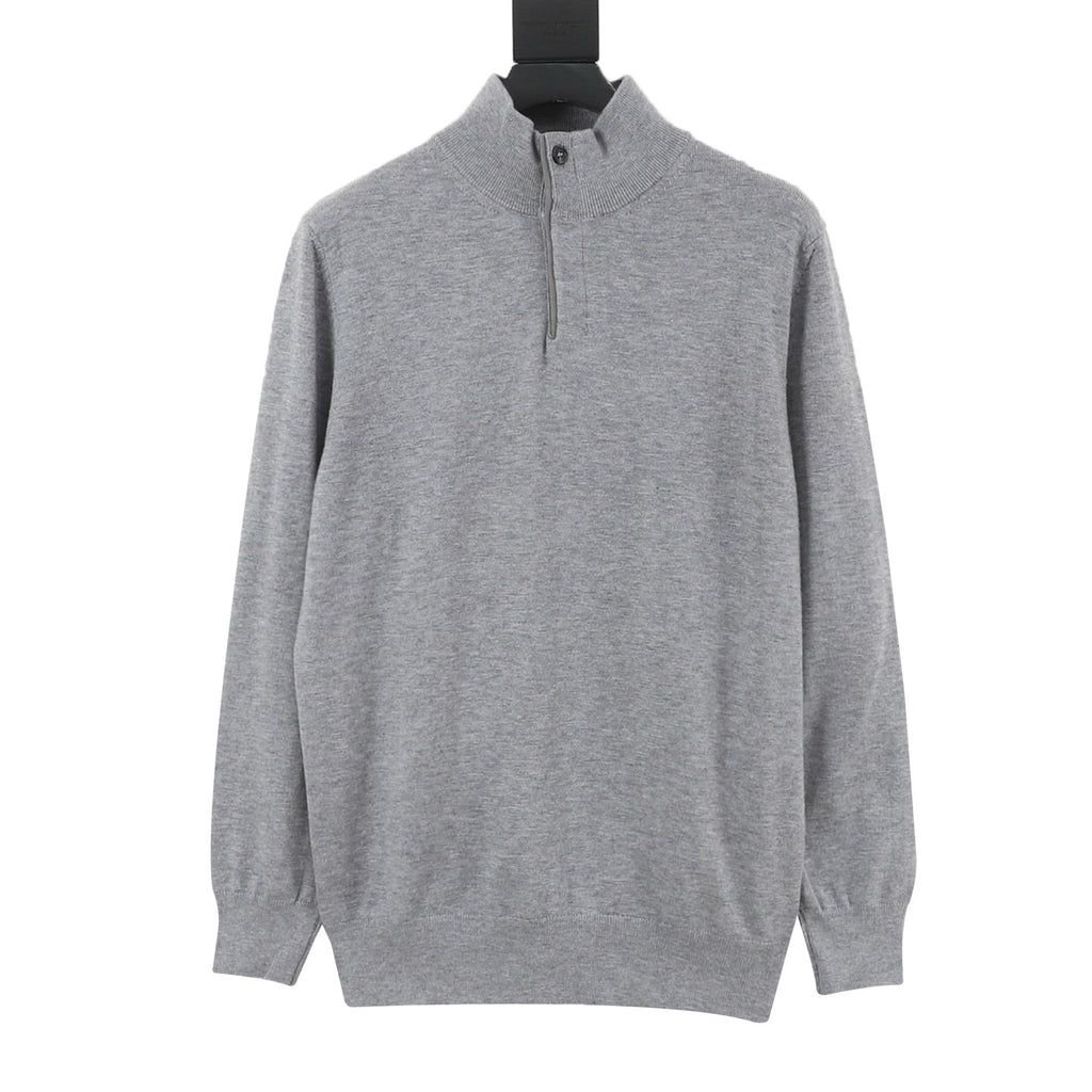 Zegna Women's Men's Light Grey Half-Zip Cashmere Sweater