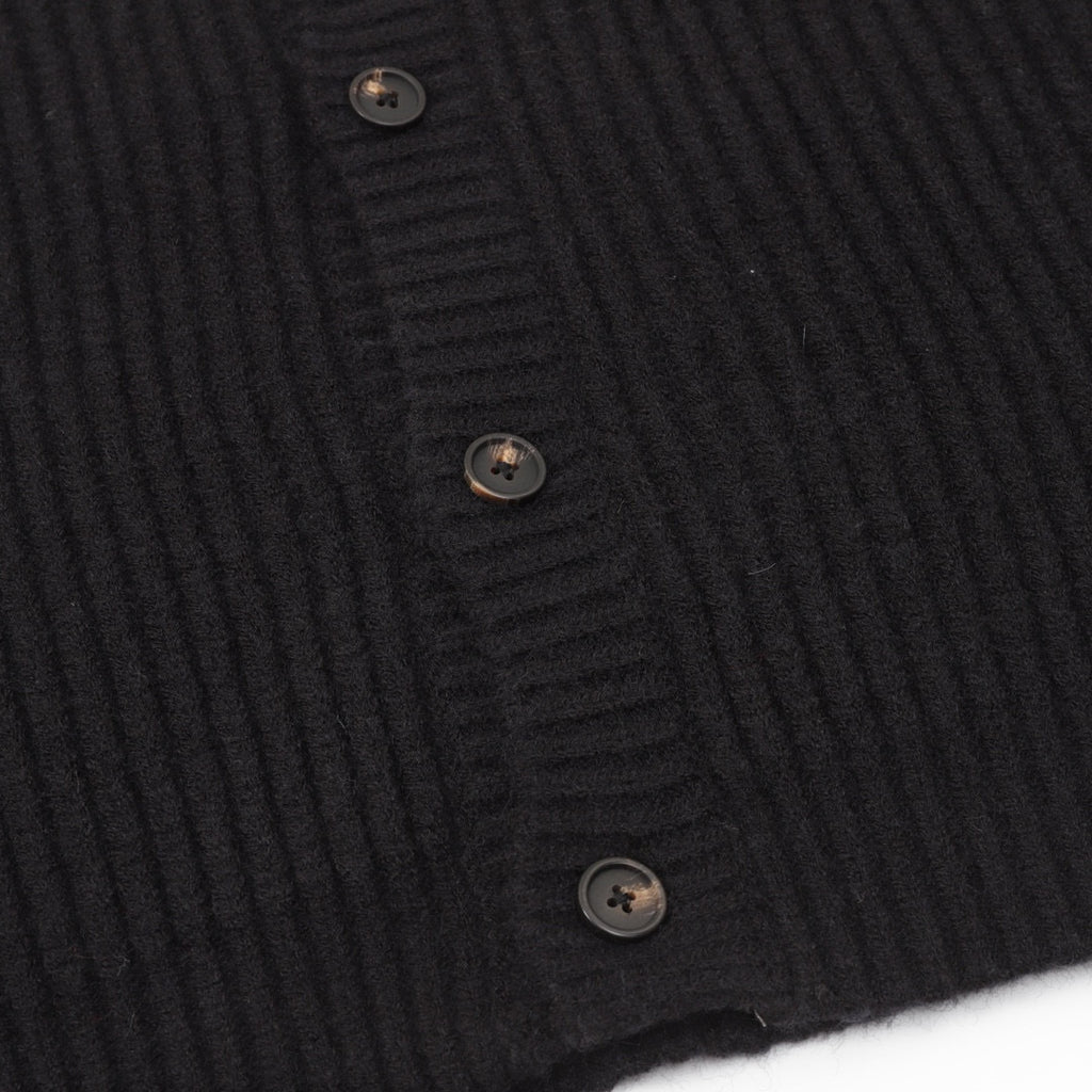 Prada Milano Logo Embroidered Chunky Rib Knit Button Cardigan