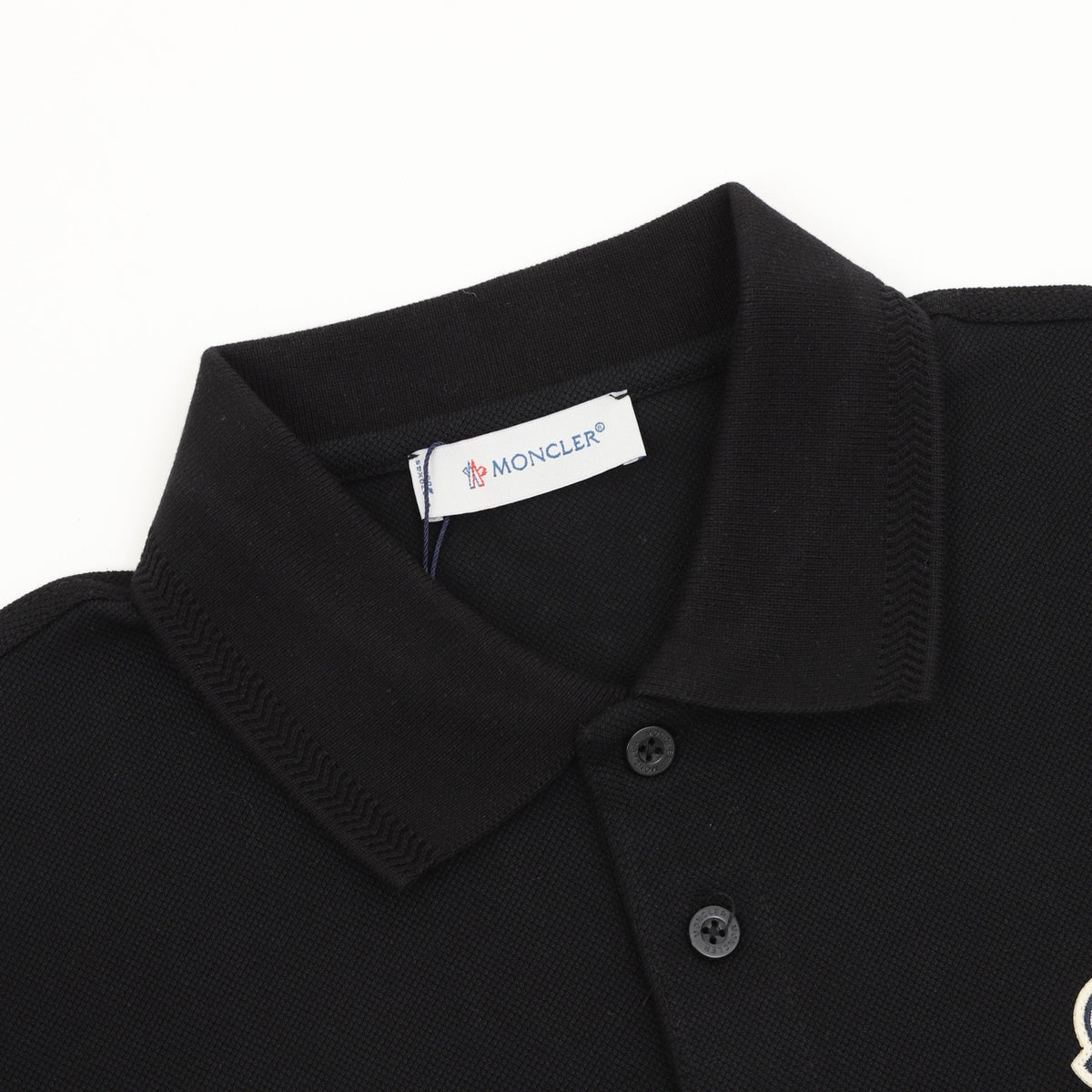 Moncler Women's Men's Black Logo Patch Long-Sleeve Polo Shirt