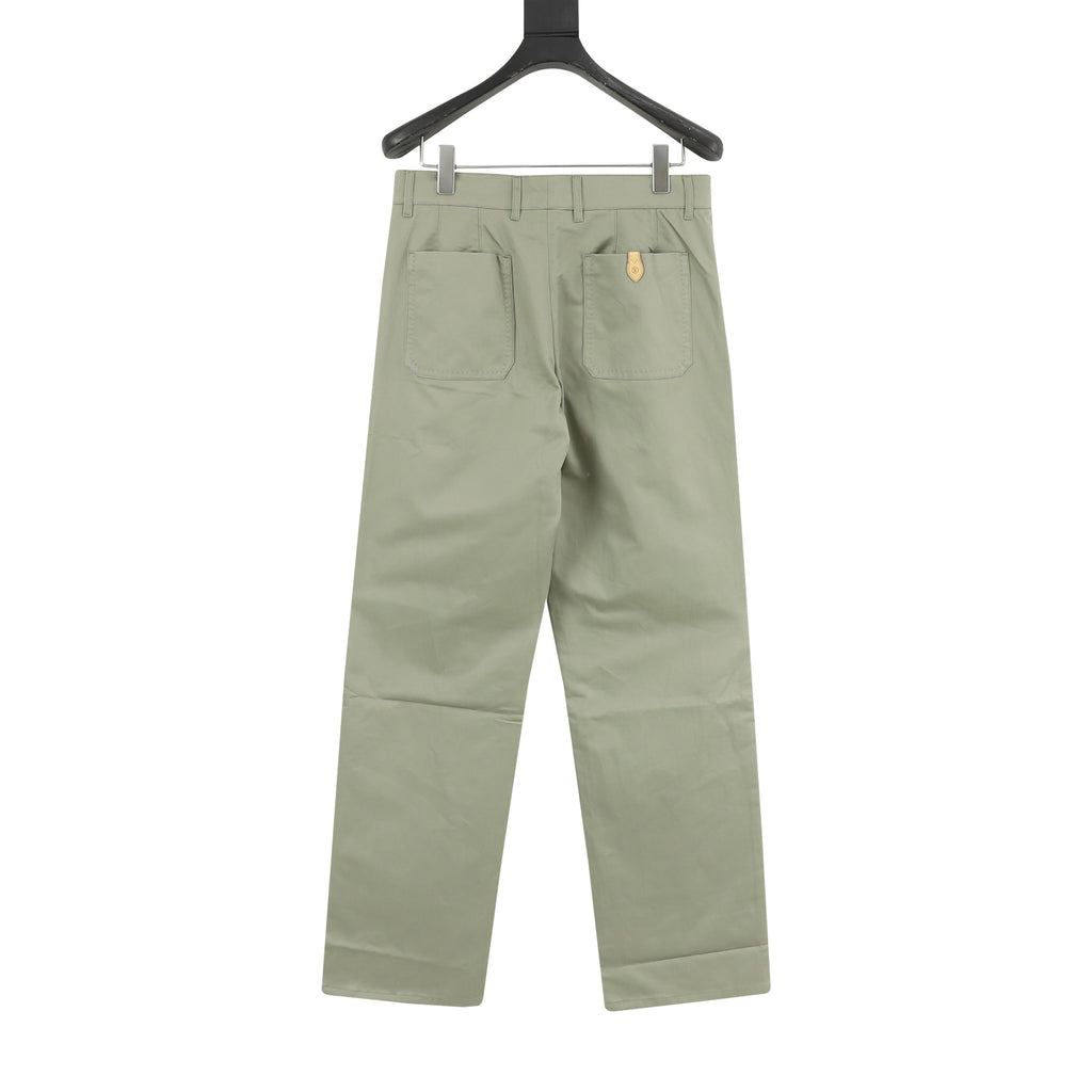 Louis Vuitton LV Leather Tag Silk-Cotton Crepe Straight-Leg Trousers