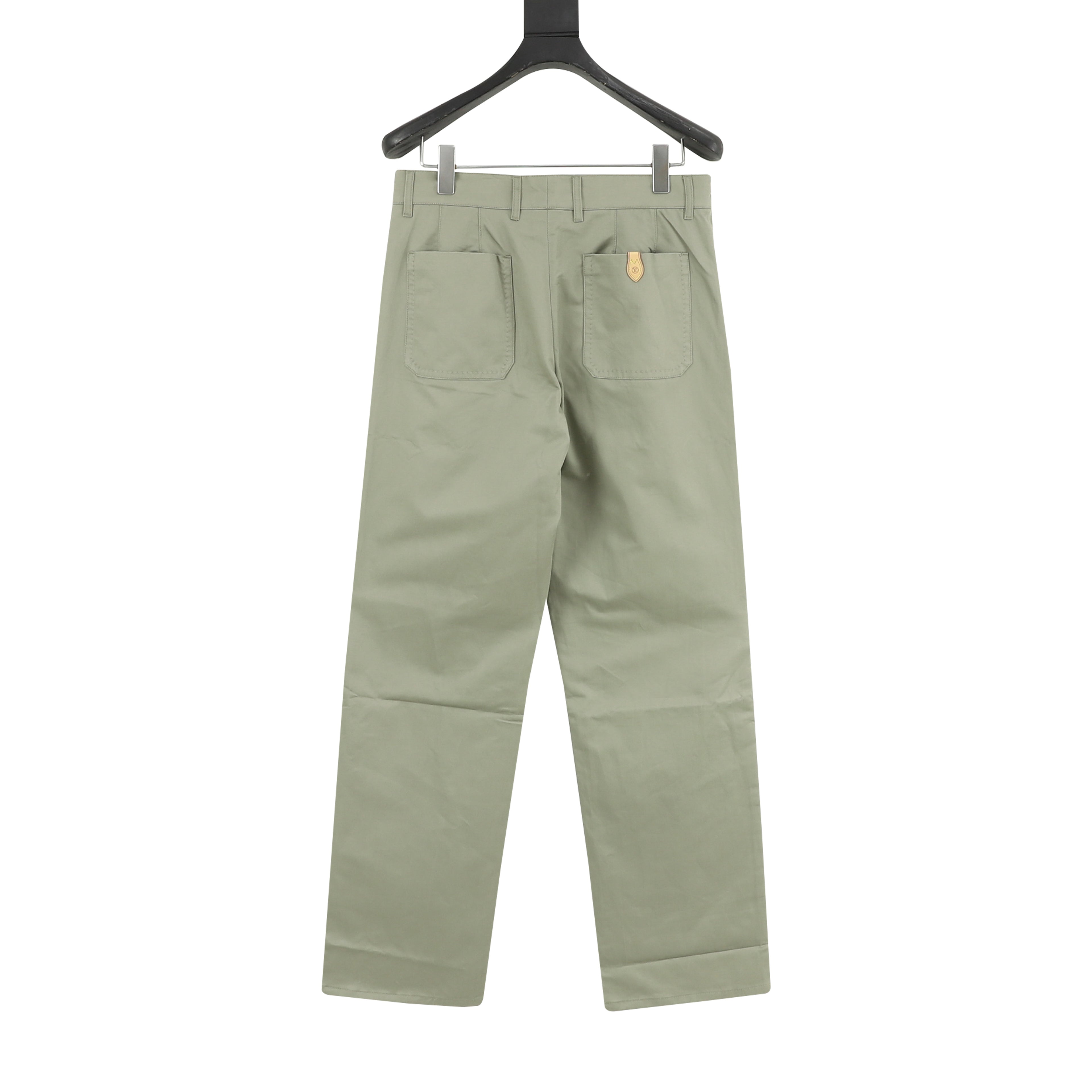 Louis Vuitton LV Leather Tag Silk-Cotton Crepe Straight-Leg Trousers