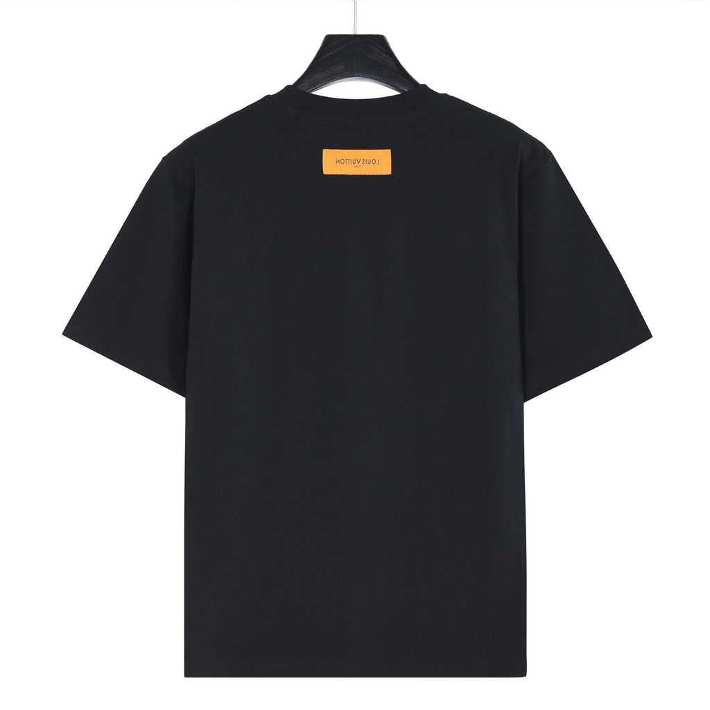 Louis Vuitton Script Vuitton Embroidered Short-Sleeve T-Shirt in Black