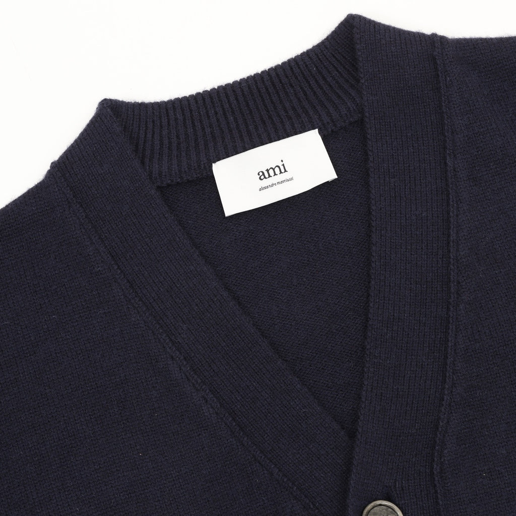 AMI Paris Red Heart ADC Wool Cardigan