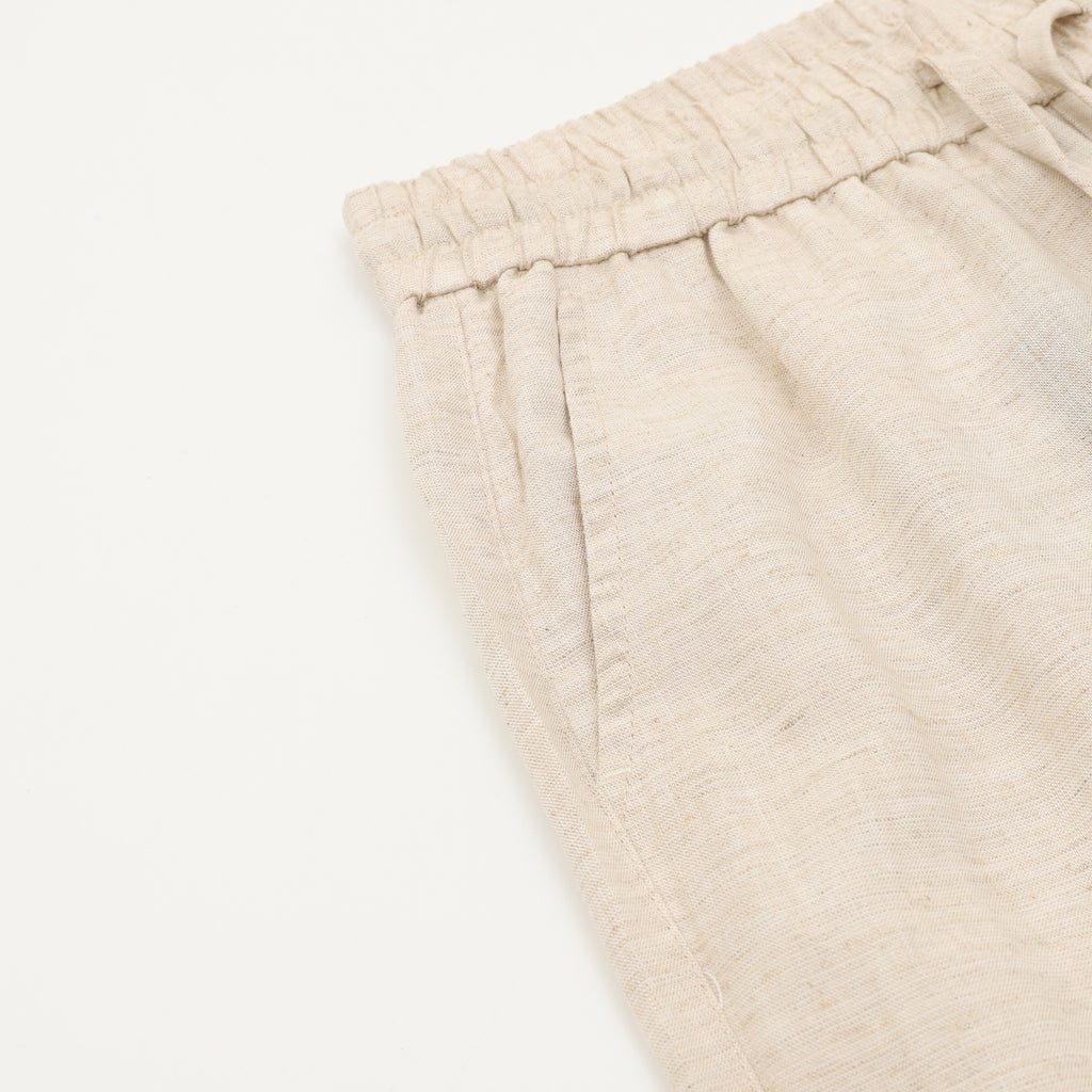 Prada Triangle Logo Linen-Blend Drawstring Wide-Leg Trousers